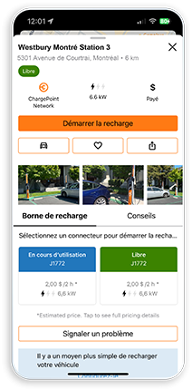ChargePoint mobile app - Station screen