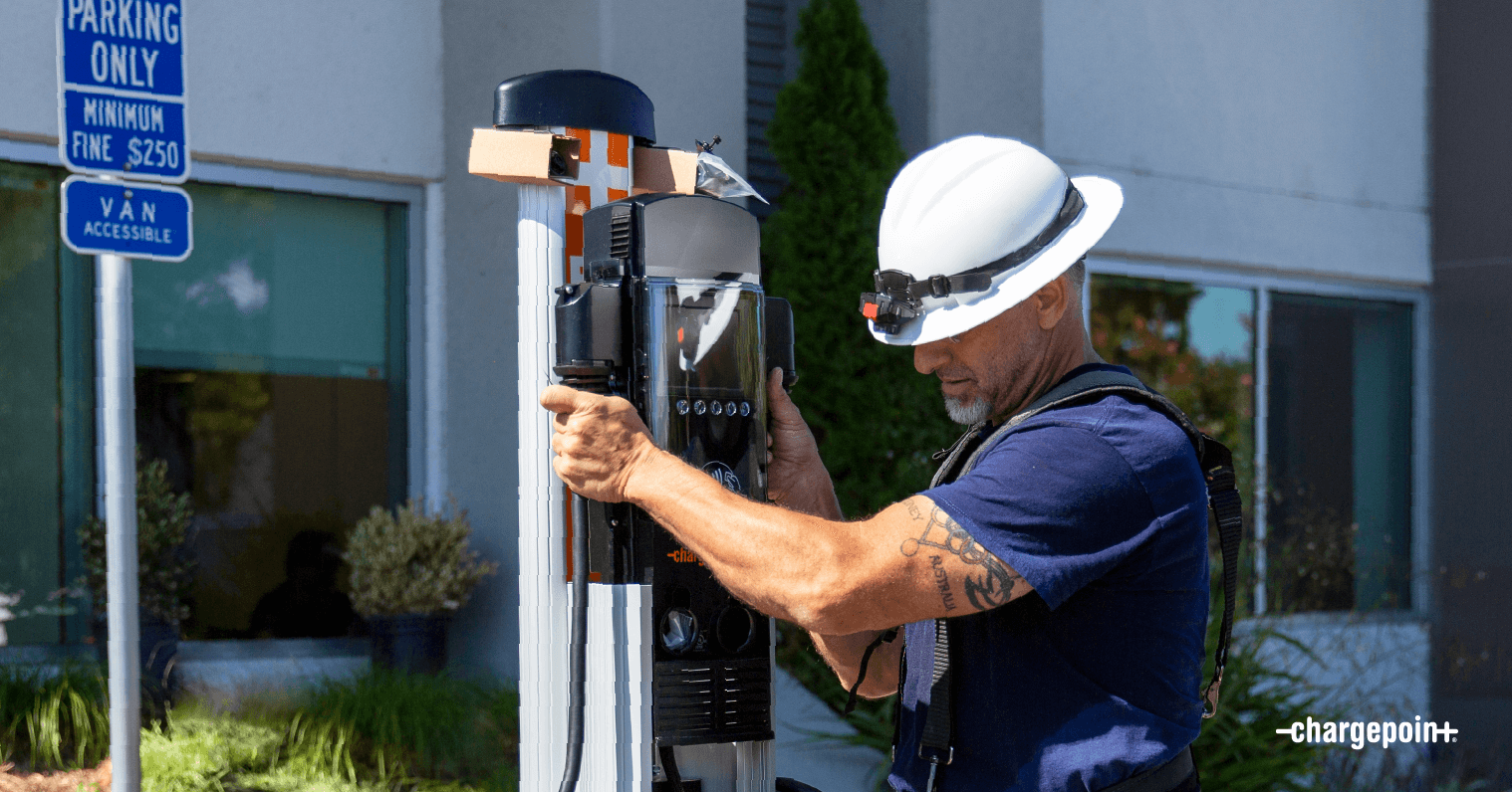 Man Installing ChargePoint Station