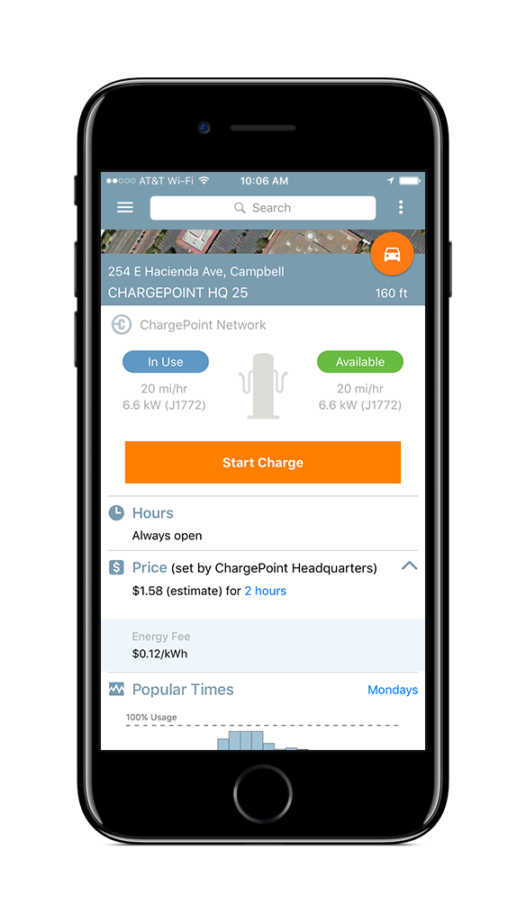 Find a place to charge in the ChargePoint app