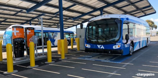 VTA bus and ChargePoint DC fast charging stations